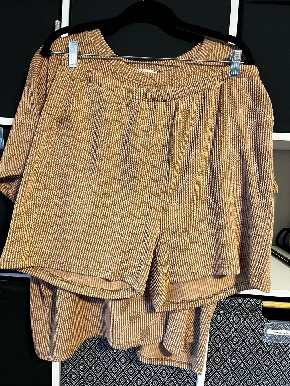 Zenana Outfitters Ribbed Knit Two-Piece Set in Camel